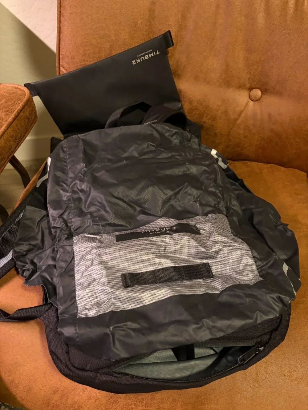 Timbuk2 Robin Commuter Backpack Jet Black Weatherproof Rainfly Reflective 13